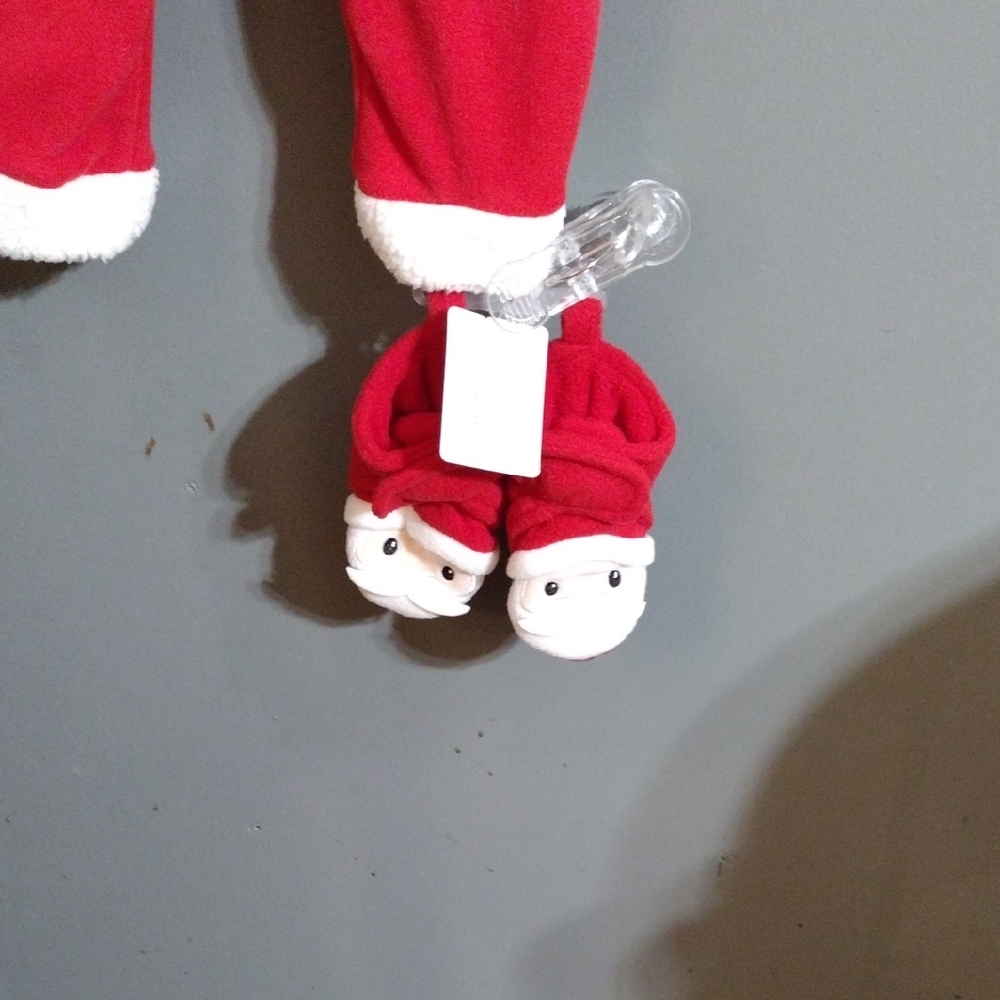 Carter's Festive Cozy And Classic Red Santa Pajama And Slippers - Picture 2 of 5